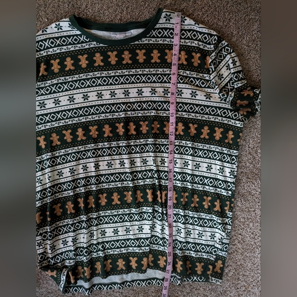 LC Lauren Conrad Gingerbread Jammies PJ set Pajama Set Fairisle Dark Green Sz XL - Picture 5 of 12